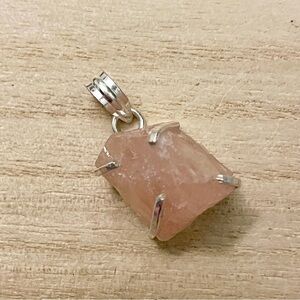 Pink Rose Quartz Silver Pendant